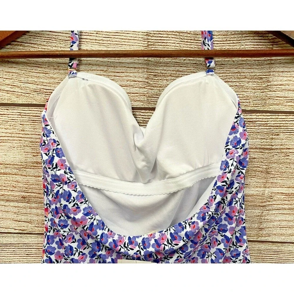 Jessica Simpson Swim Womens Size Large Floral Halter One Piece Swimsuit New $98